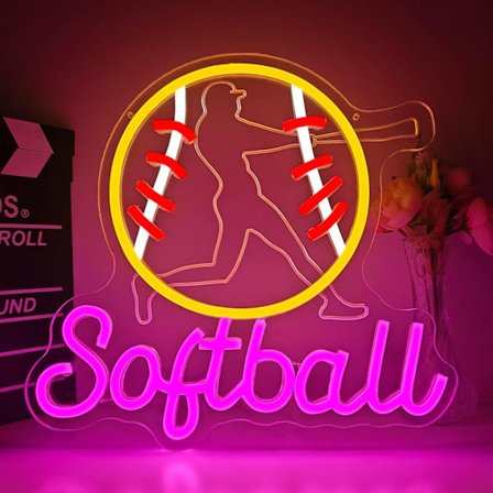 Baseballspiller Neon Bold Lys Skilt Kvindelig Fanklub Fødselsdagsgave Softball Glødende Skilt