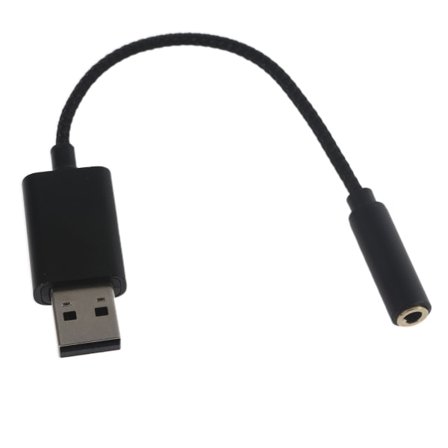 USB till 3,5 mm Jack Ljudadapter, USB till Aux-kabel med TRRS 4-polig Mikrofonstöd Svart