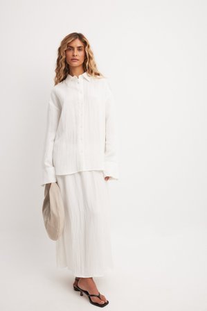 NA-KD Oversized Structured Shirt - Skjorter - Hvid - EU 34