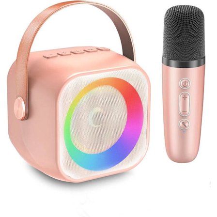 Karaokemaskin, Portabel Bluetooth-högtalare med LED-ljus, Trådlös Mini Karaokemaskin Leksaksgåva till Barn och Vuxna_TF_TF