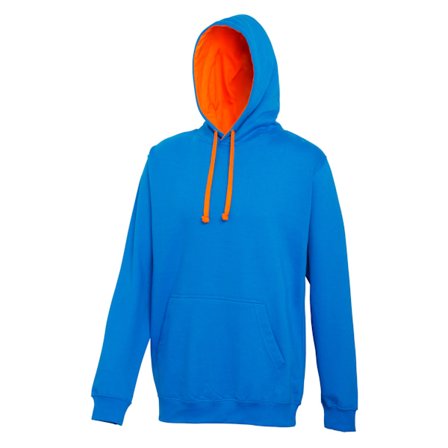 Awdis Varsity Hooded Sweatshirt / Hoodie 2XL Safirblå/Orange Crush