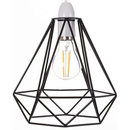 Sort Loftlampe Trådkurv Metal Kurv Hængende Belysning Loftlampe Skærm, Loftmontering Lys & Industriel Stil Lys