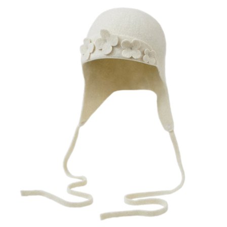 Ull Handgjord Mössa 3D Blomma Varm Öronlapp Mössa Vinter Öronskydd Unisex Mössa för Vintervärme