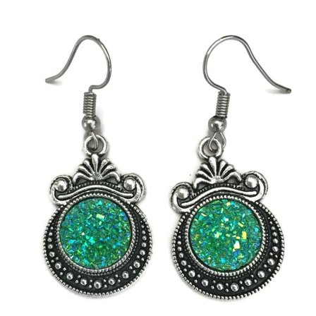 Örhängen Glitter GRÖN Druz Goth/Rock Vintage