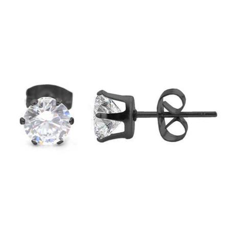 2-pack Svart Kristall Piercing Örhänge Piercingsmycke - 6mm svart