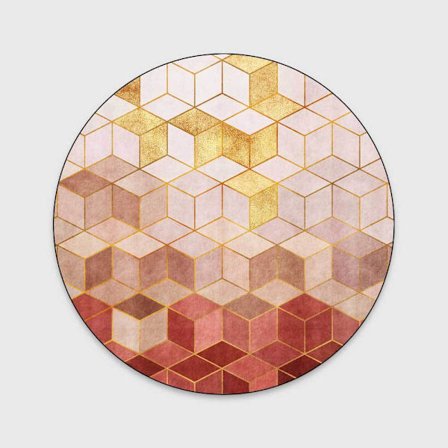 Nordisk rosa grön geometrisk rutig rund matta för flickor enkel F