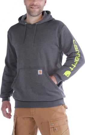 Carhartt Men's Sleeve Logo Hooded Sweatshirt Men long-sleeved sweaters Grey XL