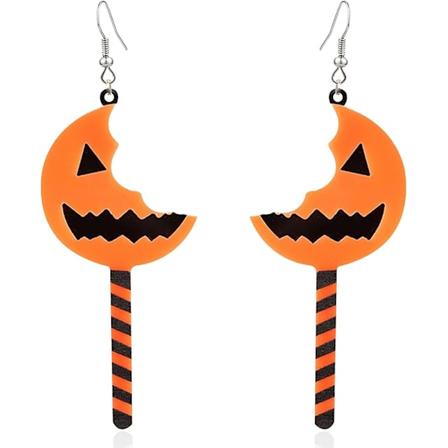 Halloween Tema Øreringe Sjove Akryl Tegneserie Græskar Skelet Kranium Blomst Hjerte Hængende Øreringe Kreativ Smykker til
