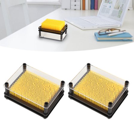 2 kpl 3D Pin Art -lelu Keltainen Upea Stressiä Lievittävä 3D Pin Art -lauta Leikki Työpöydälle Ravintolan Koristeeksi