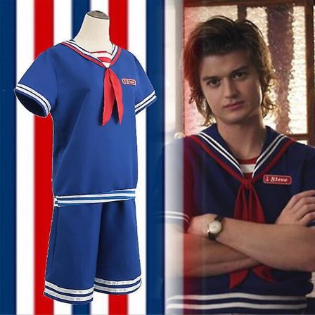 Stranger Things Kvinner Cosplay Party Wear Navy Blue Uniform Costume