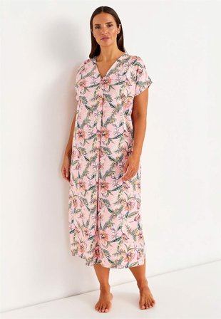 Cellbes of Sweden - Strandkaftan i jersey i rosa / blomstret for damer i størrelse 58/60