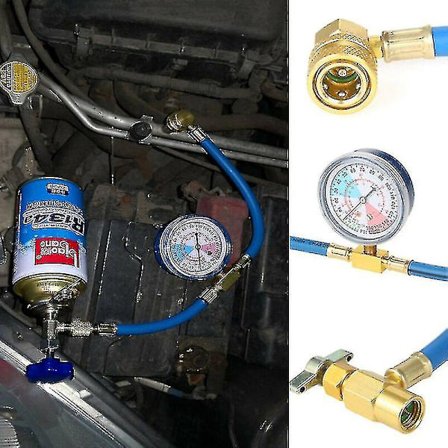 R134a Bilkjølemiddelgass Påfyllingsverktøy Med Trykkmåler Klimaanlegg Kjølemiddel LANG