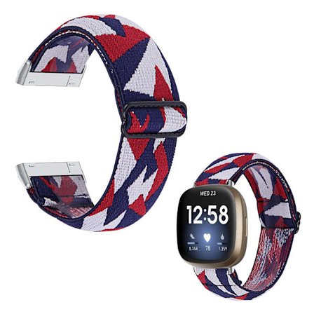 Fitbit Sense / Versa 3 nylon patterned watch band - Fragments of Red and Blue