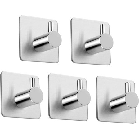 Självhäftande krokar, rostfria klädkrokar, rostfria vattentäta självhäftande krokar för kök, badrum, kontor, toalett