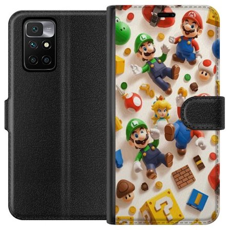 Yhteensopiva Lompakkokotelo Xiaomi Xiaomi Redmi 10 Värikkäät peli-illustraatiot Mario, Luigi, Peach ja klassiset peliobjektit, nostalginen pelikoke