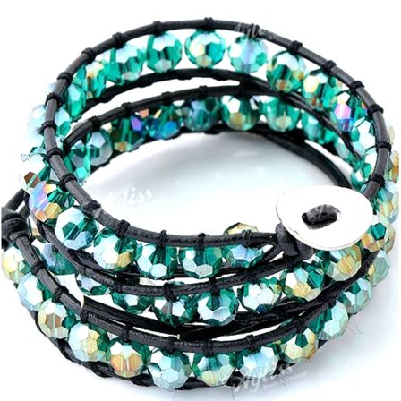 Berlock Armband Handgjorda läder 4mm Kristall