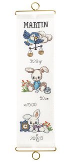 Broderikit Födelsevepa Pojke