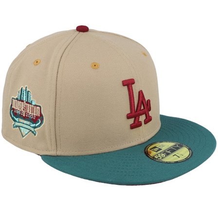 New Era - MLB Beige fitted Czapka Z Daszkiem - Los Angeles Dodgers Tropical Touch 59FIFTY Camel Fitted @ Hatstore