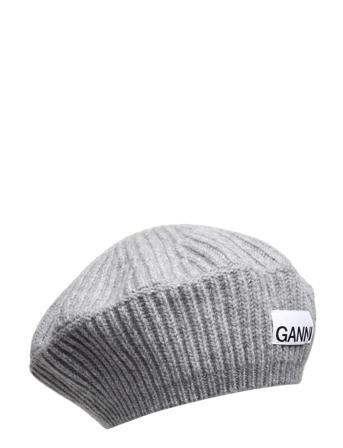 Structured Rib Beret Accessories Headwear Beanies Grå Ganni