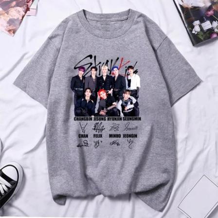 Stray Kids Trykte Dame T-skjorter Herr Oversized Casual Korte Ermer T-skjorte Harajuku Unisex Tees Topper Klær L3272-Grå XL L3272-Gray XL