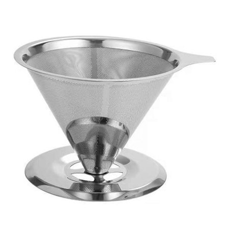 304 Kaffefilter i rustfrit stål, genanvendelig pour over-tragt, intet papir nødvendigt