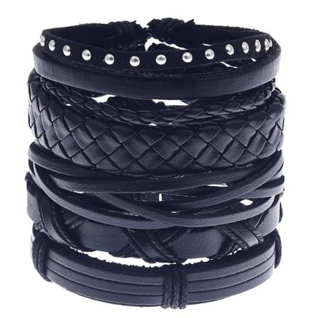 5st läderarmband för män kvinnor flätade repmanschettarmband