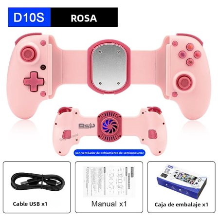 D10S Rosa D10 D10S Trådløs Spillkontroller for Switch, Android, iOS, Nettbrett, Kompatibel med Xbox, Multifunksjonell Streaming Gamepad, Svart, Hvit