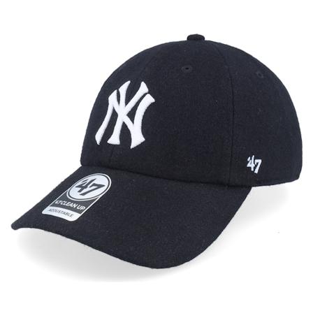 47 Brand - New York Yankees Matte Finish Clean Up Black Dad Cap Unconstructed Black Cap - MLB @ Hatstore
