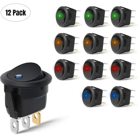 12 kpl pyöreä LED-kytkin 12V auton kuorma-auton keinu päälle-pois päältä