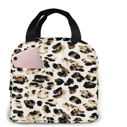Bærbar Bento Taske Leopardmønster Kontorskole Isoleret Madkasse Genanvendelig Madtaske til Voksne og Børn - Madbeholder Håndtaske-on