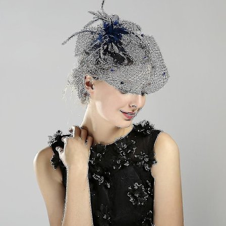 Hmwy-vintage brudehatt kvinner fascinator penny mesh brudehatt med ansiktslør hårnål