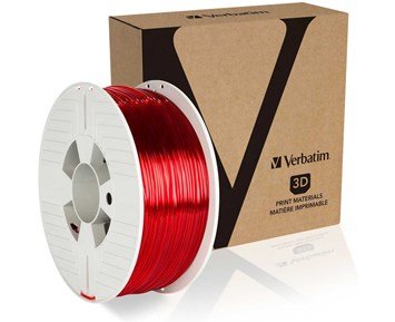 Verbatim PET-G 2.85mm 1kg Red Transparent - 1kg PET-G-filament 2.85mm i genomskinlig röd färg