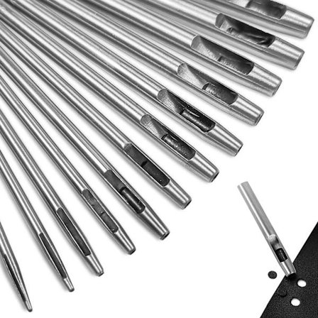 12 kappaletta, nahkareikäleikkuri, naskali, nahkaonttopuikko, pyöreä S