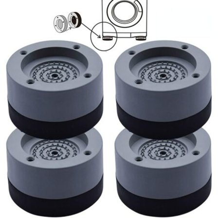 Pieces Vaskemaskine Anti-vibrationsmåtter, Anti-vibrationsgummi Fødder, til Vaskemaskine, Køleskab, 4cm