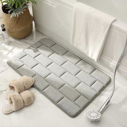 Halkfri Badrumsmatta i Memory Foam, Absorberande Badrumsmattor Tvättbar Badrumsma...