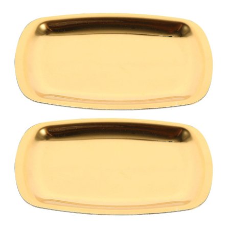 2 stk. Ovalformede Fade i Rustfrit Stål - Frugtfade, Opbevaringsfade, Sushifade (Guld)