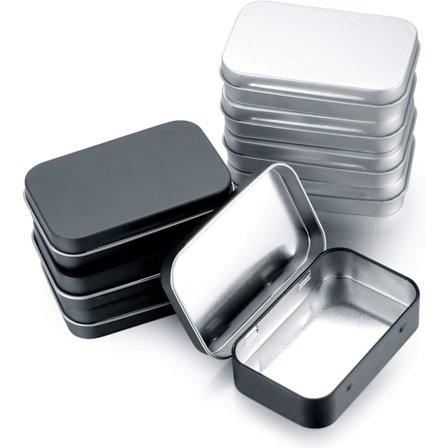 8 stycken metallburkar med lock, bärbara tomma metallburkar, rektangulära