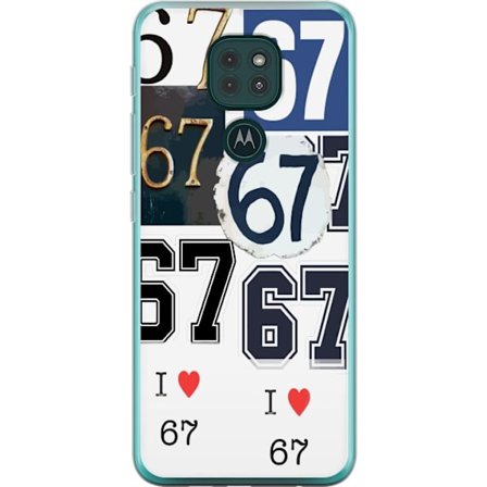 Kompatibelt Mobilskal till Motorola Motorola Moto G9 Play 67 meme vintage nummer kollage retro 6-7 nummer klassisk typografi vintage design