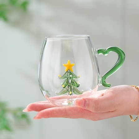 Juletræsglaskop med tegneseriesnemandsdesign, varme- og kuldebestandig, 3D-formet