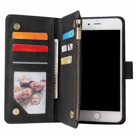 iPhone 7 Plus / 8 Plus Multifunktionellt Plånboksfodral Zipper 8-Fack