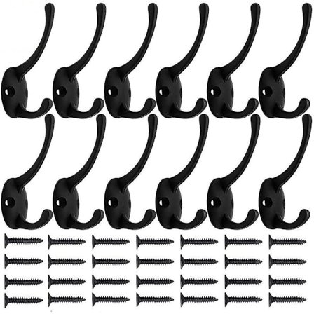 2023 Coat Hooks, 12 Pieces Coat Rack Coat Hooks Metal Hat Hook Retro Hooks For Coat Rack Bathroom Kitchen With 28 Screws