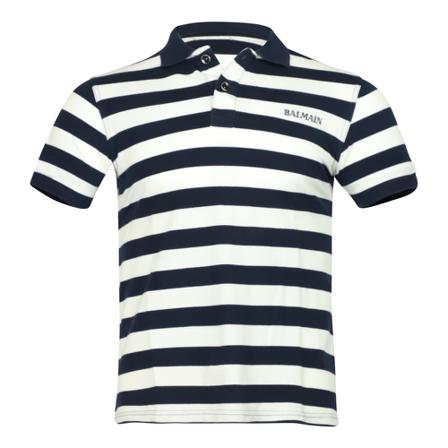 Balmain Pre-owned Striped Polo Shirt in Cotton Blå, Herre Vintage Overdele