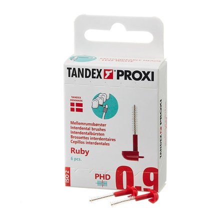 Tandex Mellemrumsbørste Proxi PHD 0.9/ISO 2 Ruby 6 stk, Medicin & Pleje, Mund & Tandpleje, Tandstikker