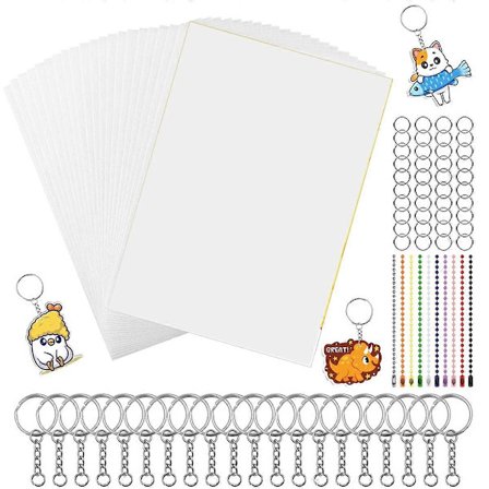 150 stk. krympeplastarksett, krympepapir nøkkelringsett for barn, håndverk, merking, DIY-ornamenter eller