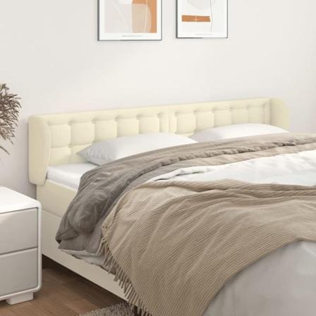 Vidaxl Huvudgavel Med Kanter Gräddvit 203x23x78/88 Cm Konstläder Kräm