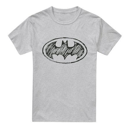 Batman Herr Scribble Logo T-Shirt XL Sportgrå