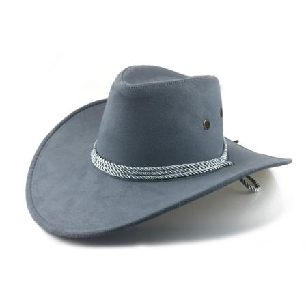 konstfilt västerländsk cowboyhatt för män Fedora bred brättad utomhushatt med rem - Perfet