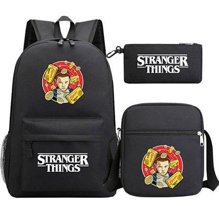 Stranger Things -reppu, 3-osainen setti, opiskelijan koululaukku, kangaskassi, 23 3 kpl/setti