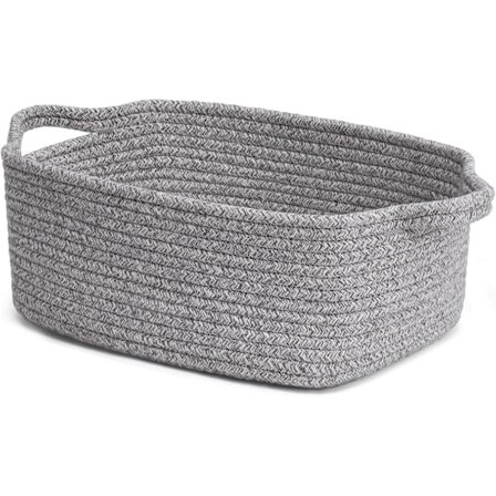 Opbevaringskurv, Gavekurve Tomme, Lille Vævet Kurv til Håndklæder, Gaver, Søde Dekorative Rebkurve til Baby, Børneværelse, Grå