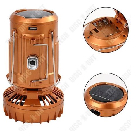 Campinglampor - TD - Solcellsdriven elektrisk fläkt - LED - Portabel - Uppladdningsbar